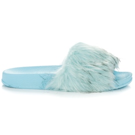Chaussons Bleus Avec Fourrure