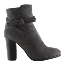 Bottines à talons avec nœud gris, h197 gris