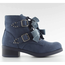 Bottines à lacets à nœuds bleu marine
