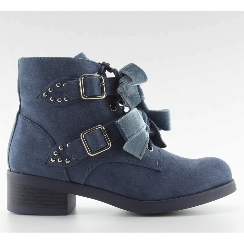 Bottines à lacets à nœuds bleu marine