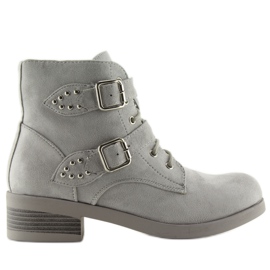 Bottines à Lacets Avec Nœuds Gris C-7101