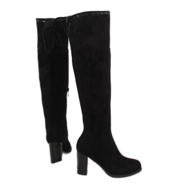 Bottes noires à talons w32-1 noir
