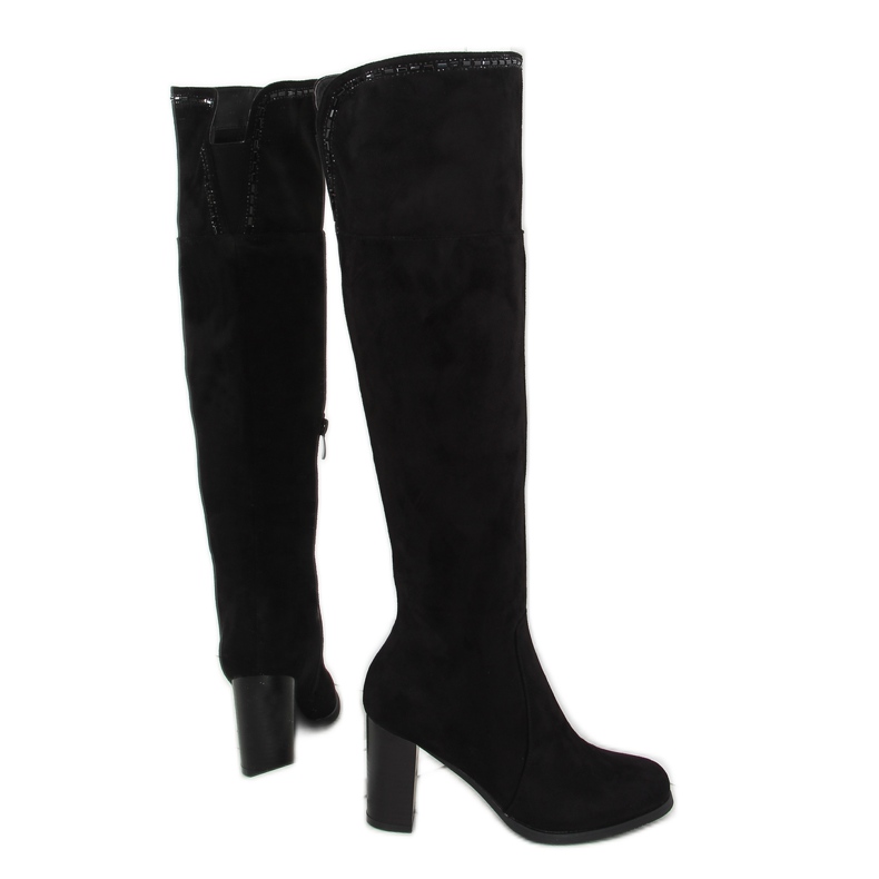 Bottes noires à talons w32-1 noir le noir