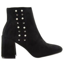 Boots noires à perles LL205 noir
