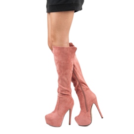 Comer Bottines compensées en daim rose