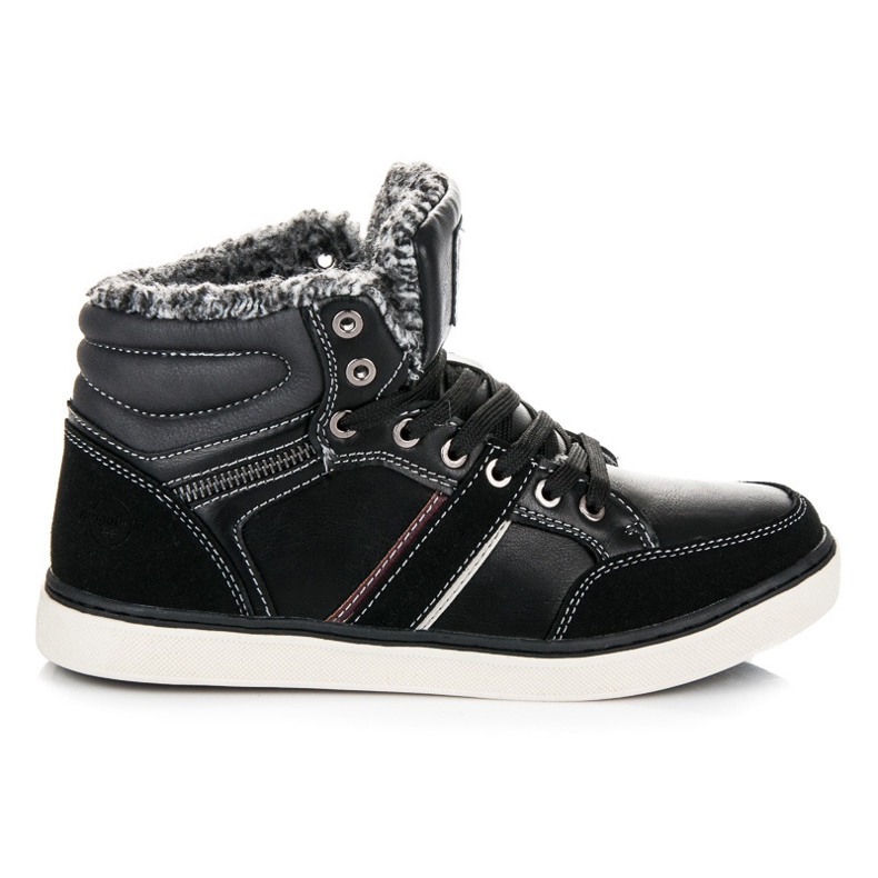 Arrigo Bello Sneakers avec un manteau en peau de mouton le noir