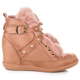 Kylie Baskets Avec Fourrure rose