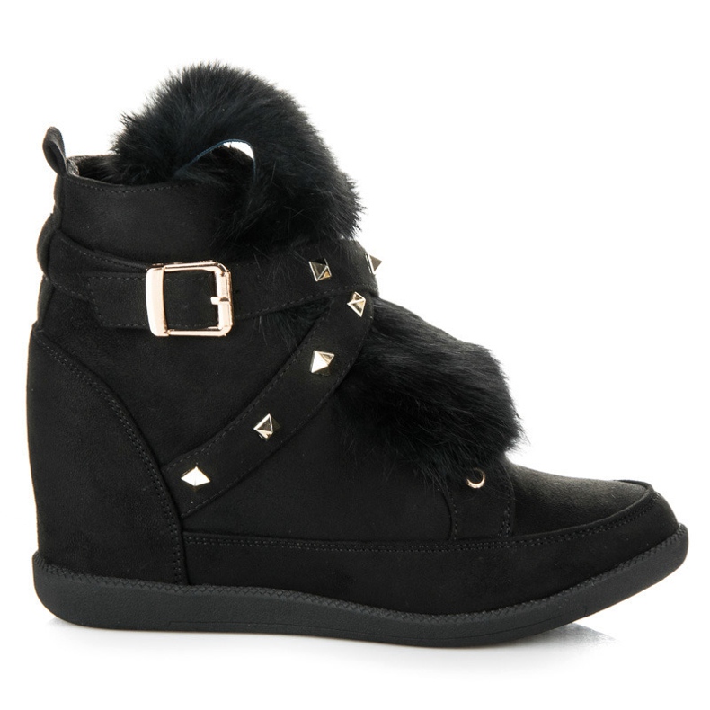 Kylie Baskets avec fourrure le noir