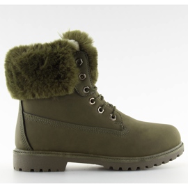 Bottes en bois vert chaud avec fourrure