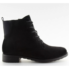 Bottines à lacets en daim noires le noir
