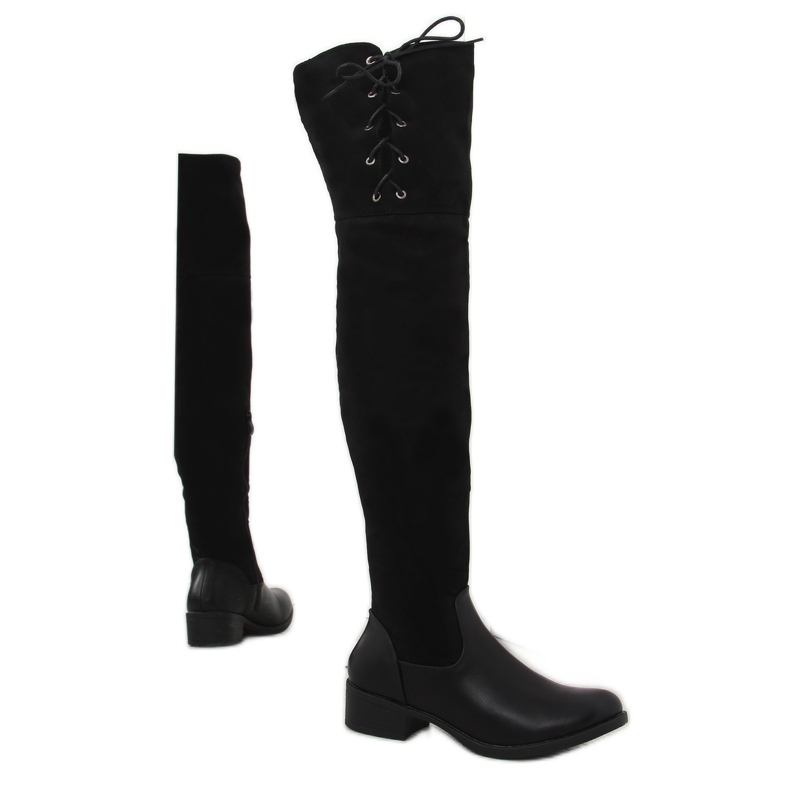 Bottes de mousquetaire noires FR-1152 noir le noir