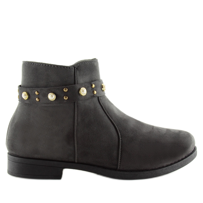 Gris X-19 Bottines Chelsea grises avec perles