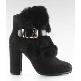 Bottes noires à talons hauts avec fourrure noir 1316 Black