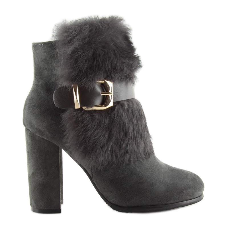 Bottes Grises À Talon Haut Avec Fourrure gris 1316 D. Grey