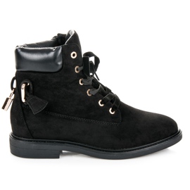 Ideal Shoes Travailleurs en daim attachés avec un ruban le noir