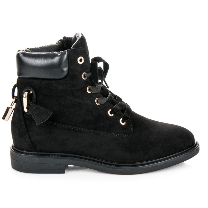 Ideal Shoes Travailleurs en daim attachés avec un ruban le noir