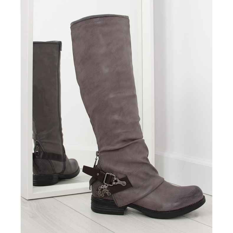 Bottes cavalières grises grises F2180 brun Bottes cavalières grises grises F2180 brun