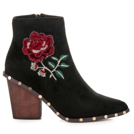 Vices Bottes Avec Fleur Brodée le noir
