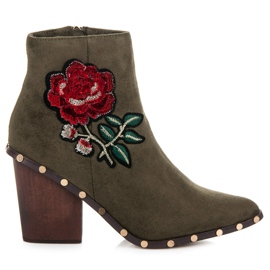 Vices Bottes Avec Fleur Brodée vert