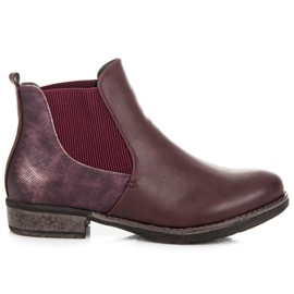 Bello Star Boots bordeaux à talons plats rouge