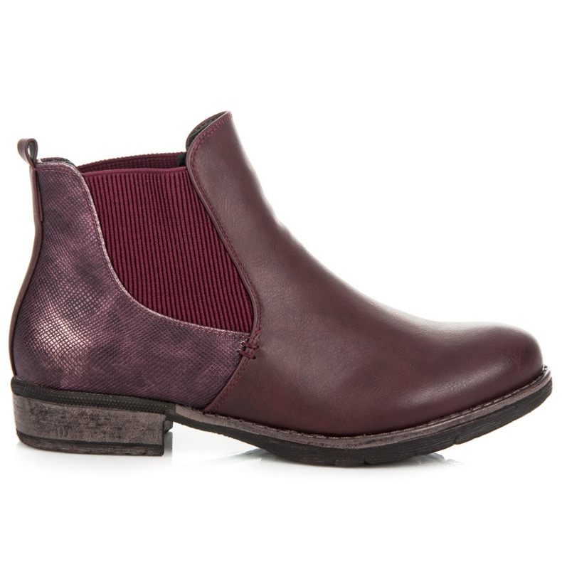 Bello Star Boots bordeaux à talons plats rouge