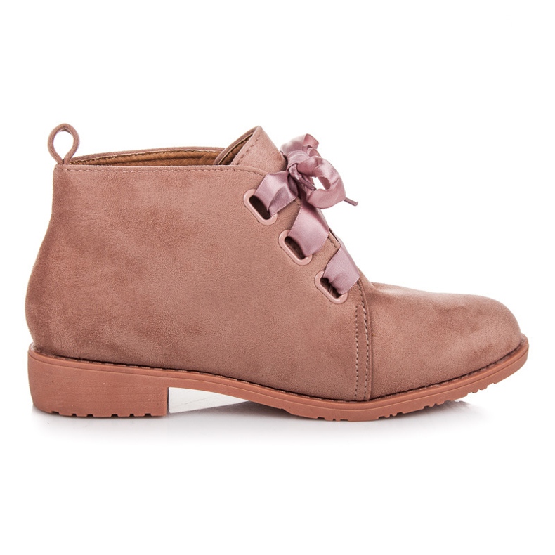 Bestelle Bottines nouées avec un ruban rose Bestelle Bottines nouées avec un ruban rose