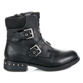 Kayla Bottines à talons plats noir