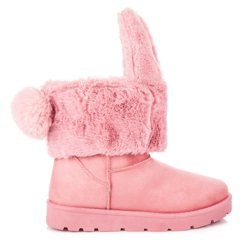 Bottes de neige avec oreilles amovibles et pompon rose
