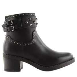 Bottines noires à talons larges 8663 noir le noir