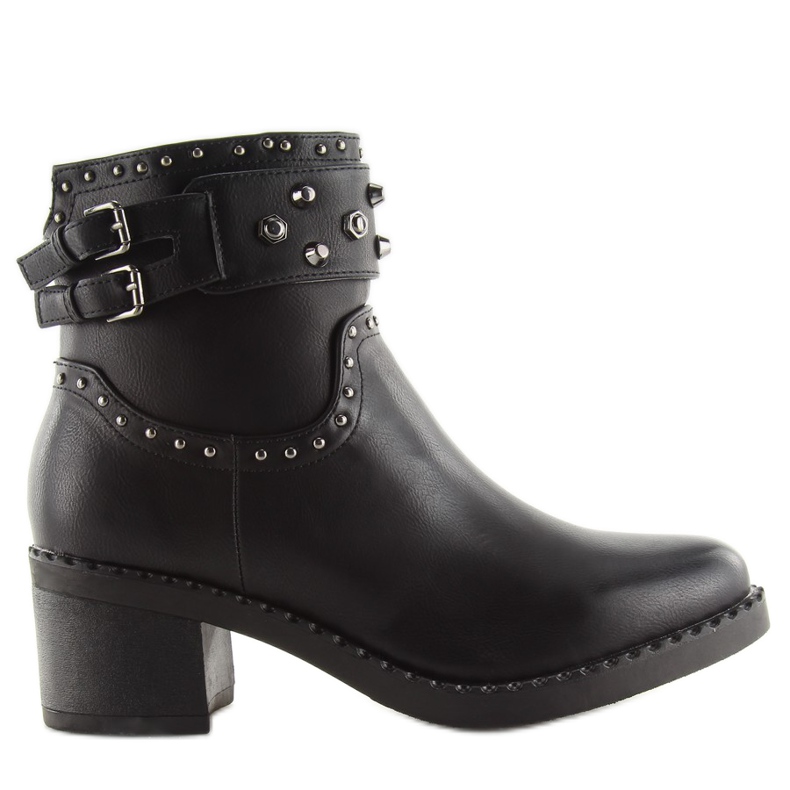 Bottines noires à talons larges 8663 noir le noir