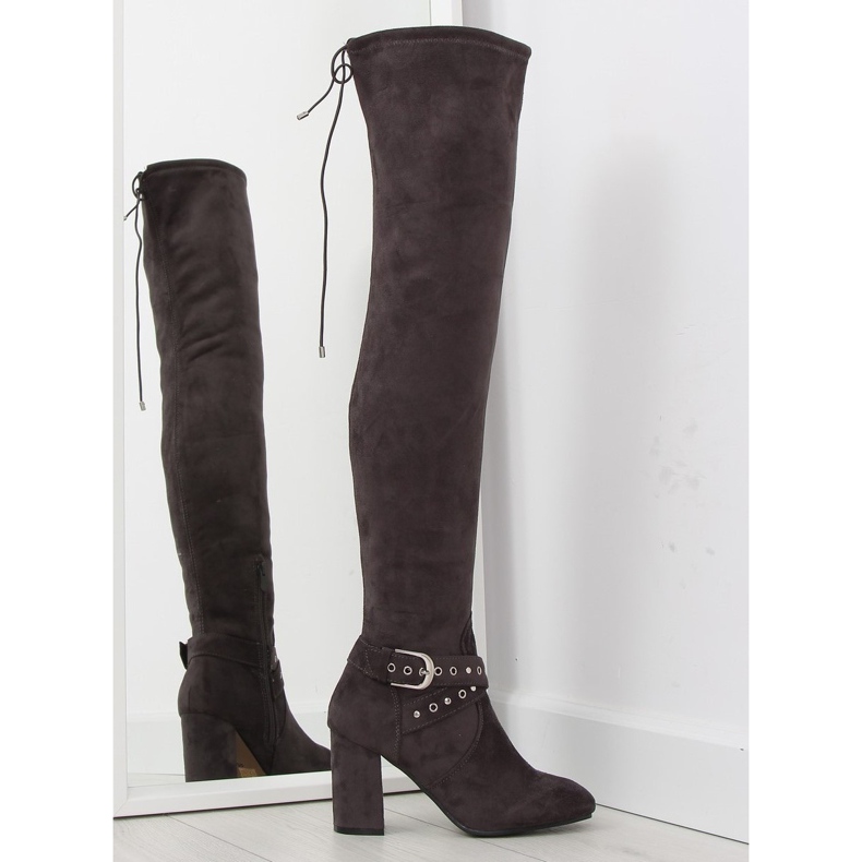 Cuissardes à talons gris gris brun multicolore Cuissardes à talons gris gris brun multicolore