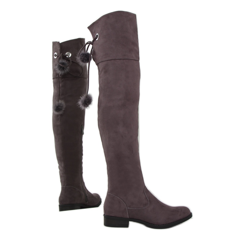 Bottines mousquetaires moka à pompons multicolore brun