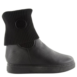 Bottines à dessus en laine noir NB30 Noir le noir