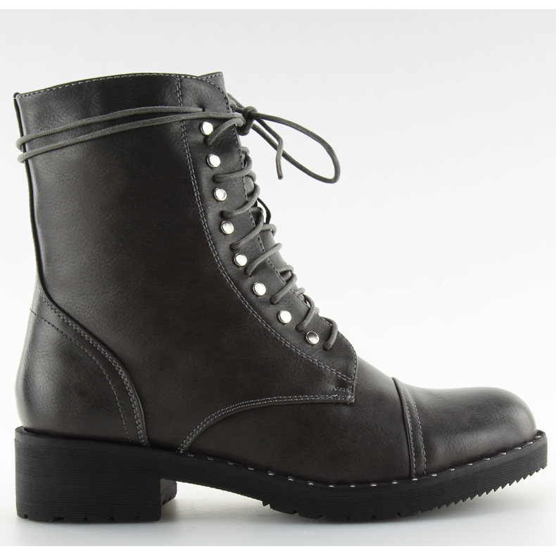 Bottes bottes avec des crampons gris B0-193 Grey