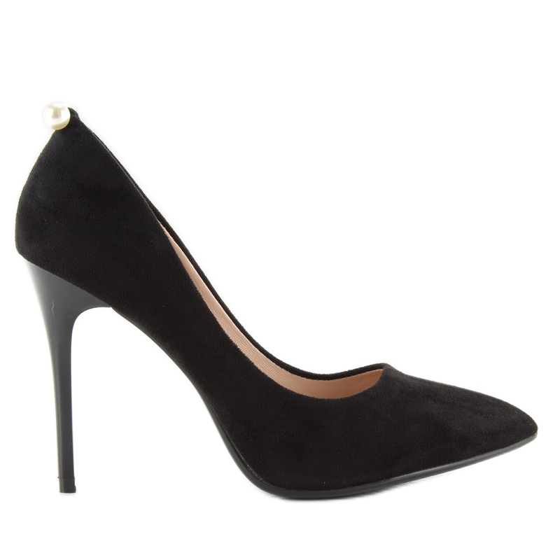 Talons hauts noirs classiques avec perles Aj-531 le noir