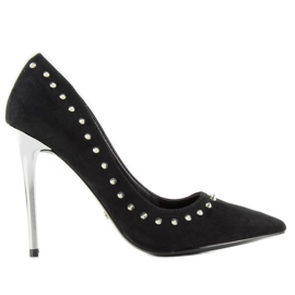 Escarpins en daim avec clous noirs nf-04p noirs le noir