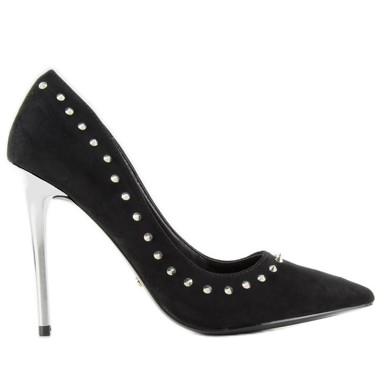Escarpins en daim avec clous noirs nf-04p noirs le noir