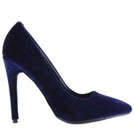 Escarpins en velours à talon bleu marine LE013P Bleu Escarpins en velours à talon bleu marine LE013P Bleu