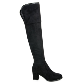 Marquiz Bottes noires au-dessus du genou le noir