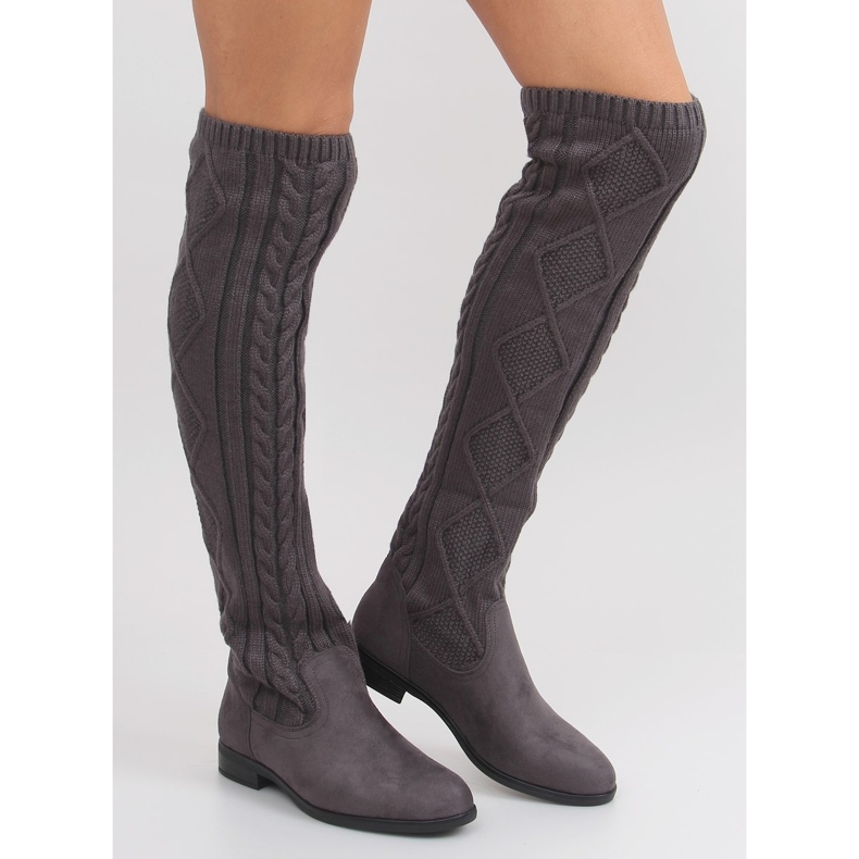 Bottes à dessus en fil gris et gris