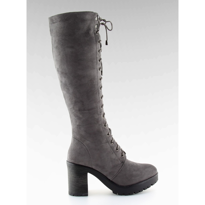 Bottines grises à lacets à talons larges Bottines grises à lacets à talons larges