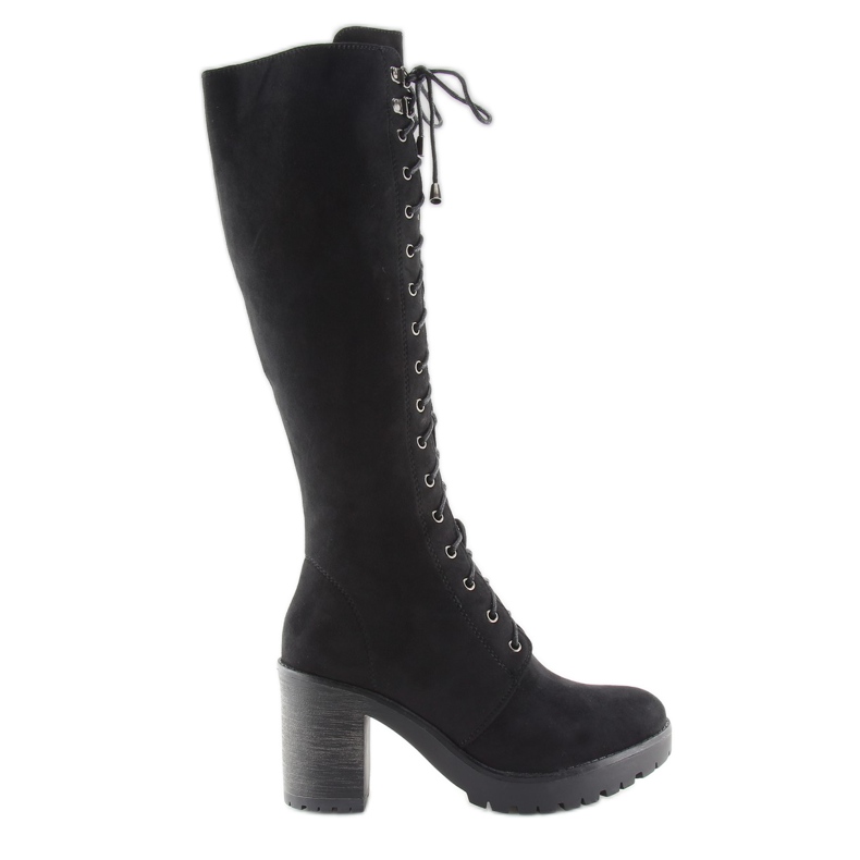 Bottines à lacets noires à talons le noir