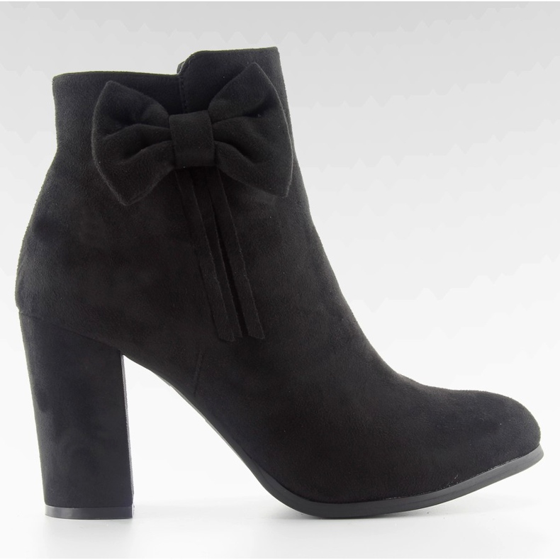 Bottes à talons hauts avec un noeud noir nc93 Noir le noir