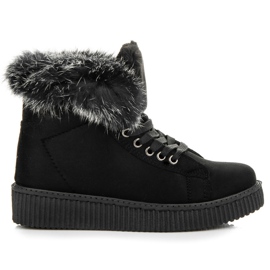 Bottes Creepers Avec Fourrure le noir