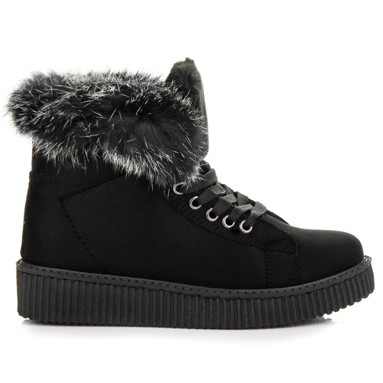 Bottes Creepers Avec Fourrure le noir Bottes Creepers Avec Fourrure le noir