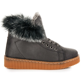 Bottes Creepers Avec Fourrure gris