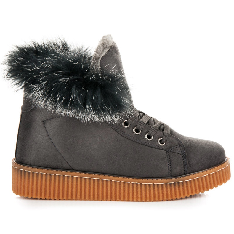 Bottes Creepers Avec Fourrure gris