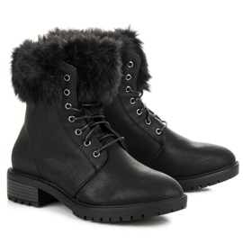 Queentina Bottes Avec Fourrure Sur Le Dessus noir