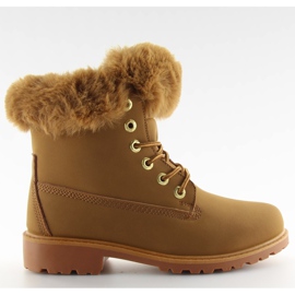 Bottes en bois avec fourrure de chameau 58-177 camel brun multicolore