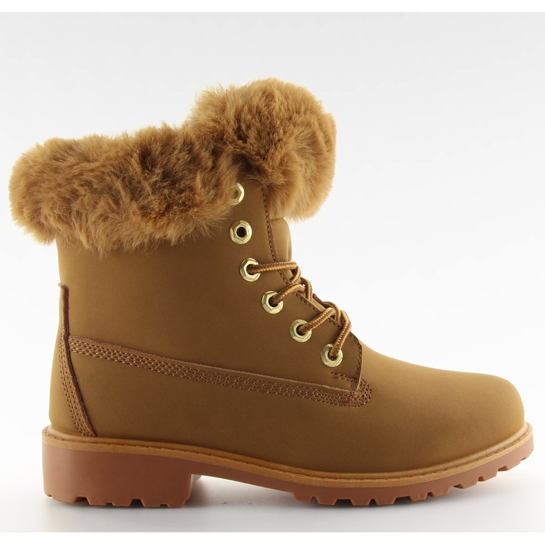 Bottes en bois avec fourrure de chameau 58-177 camel brun multicolore